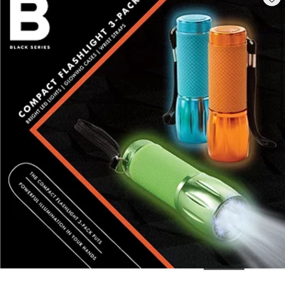 NWT Black Series 3-piece Rubberized Glow in the Dark LED Flashlights - Picture 6 of 7